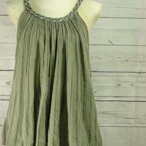2 Tone Army Green Gauze Flowing Tank Top Vintage